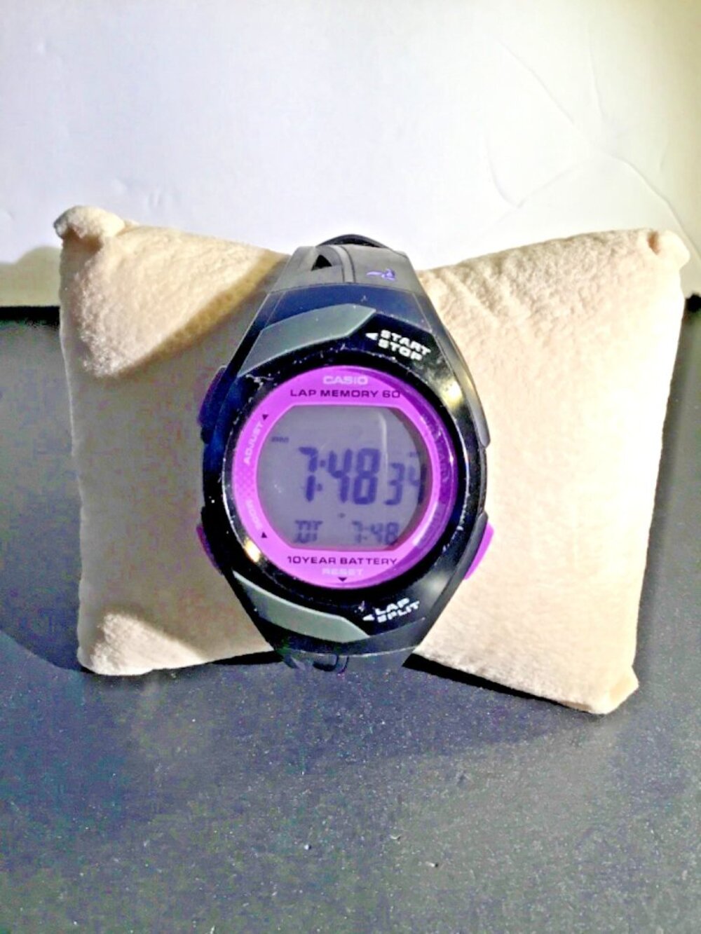 Casio PHYS STR-300-1C 60-Lap Digital Sport Watch Black/Purple=UNTESTED==